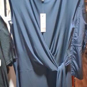 White House Black Market Blue Draped Dress